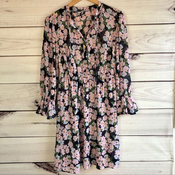 J. Crew French Floral Flowy Tie Front Dress - Picture 3 of 8